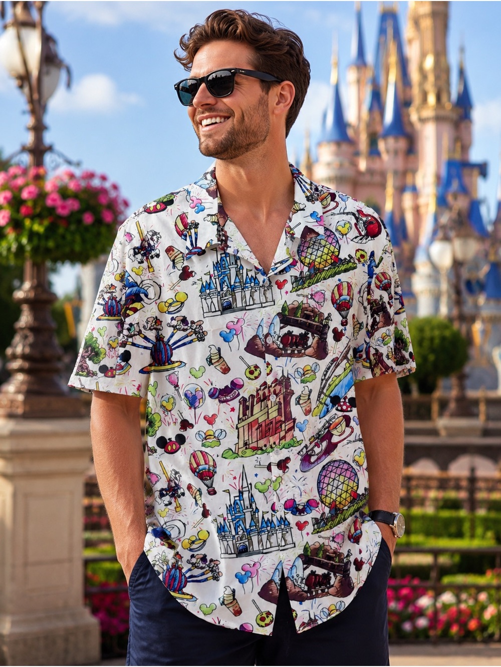 Disney Parks Attractions Button Up Shirt 2XL Theme Park Resort Vacation Magic